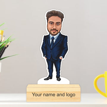 Personalized Caricature with Wooden Stand - Cari007