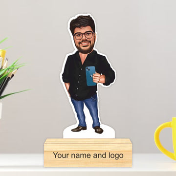 Personalized Caricature with Wooden Stand - Cari008