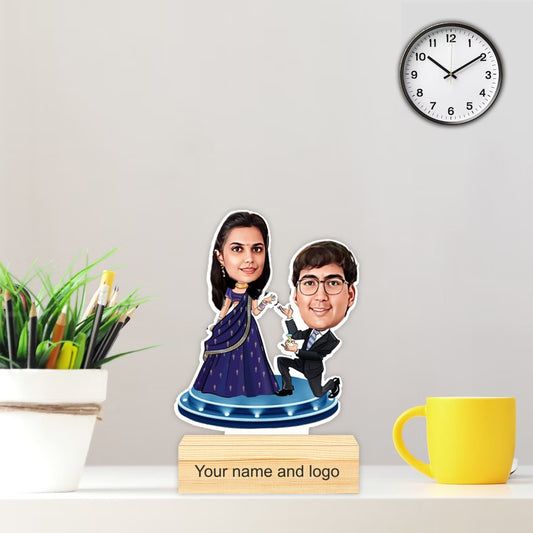 Personalized Caricature with Wooden Stand - Cari012