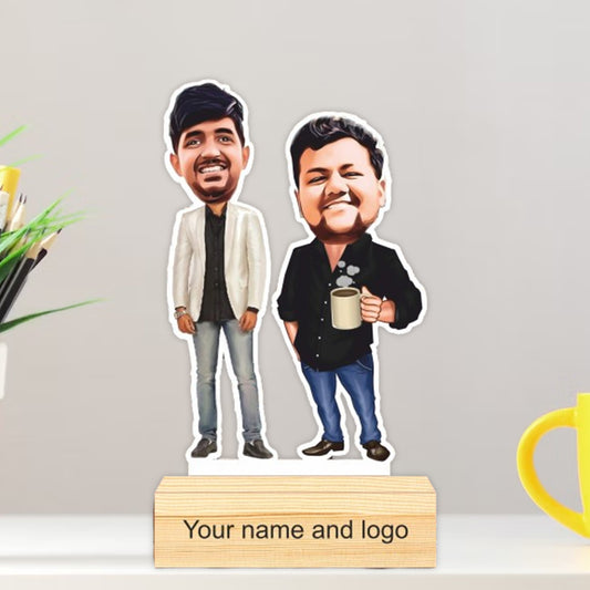 Personalized Caricature with Wooden Stand - Cari015