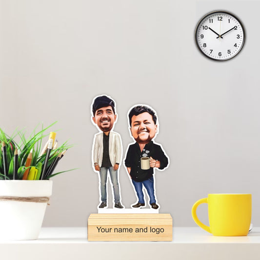 Personalized Caricature with Wooden Stand - Cari015