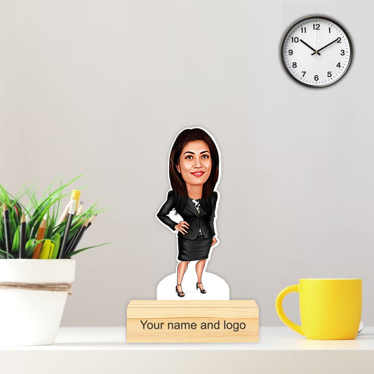 Personalized Caricature with Wooden Stand - Cari018