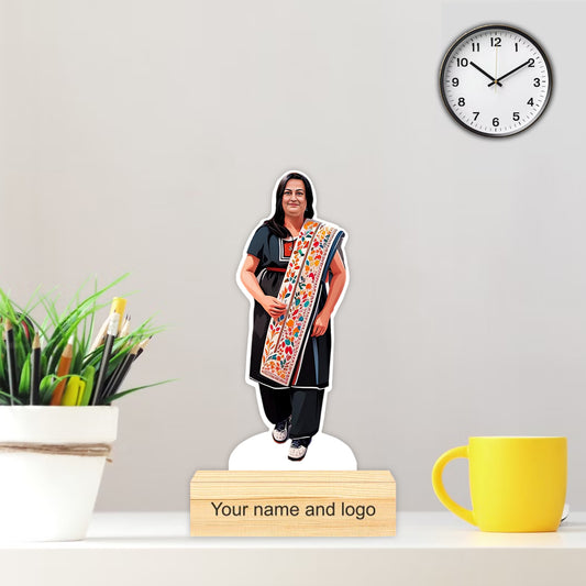 Personalized Caricature with Wooden Stand - Cari019