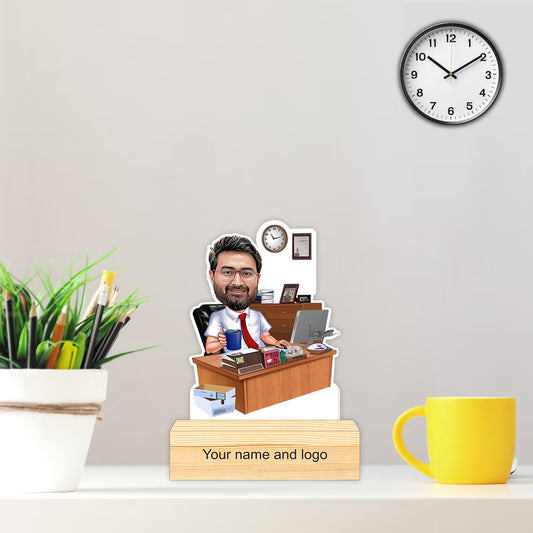 Personalized Caricature with Wooden Stand - Cari027