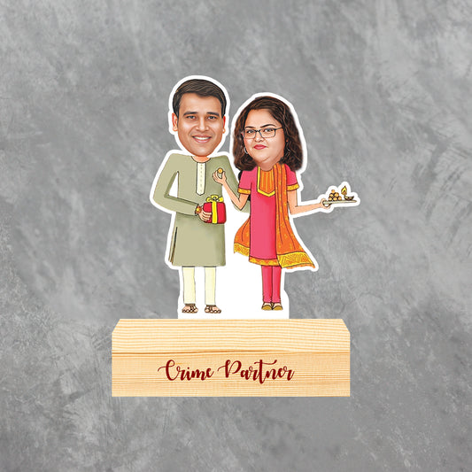 Personalized Caricature with Wooden Stand - Cari026