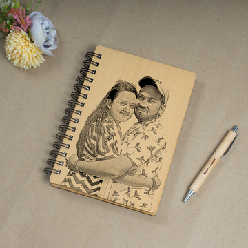 Custom Wooden Engraved Photo Diary A5 Size  100 Page